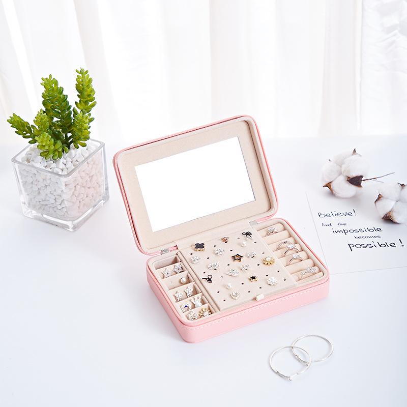 Portable Jewelry Storage Box with Mirror Inside, Earrings, Stud Rings, Hand Jewelry Storage Traveling Box, Gift for Mother`s Day and Christmas