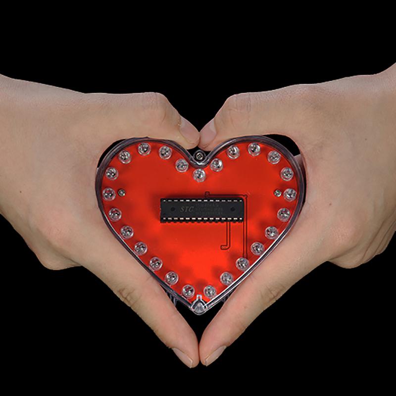 Led Heart-Shaped Flow Light Diy Electronic Kit With 32 Colorful Led Lights Diy Soldering Practice Kit Battery Powered
