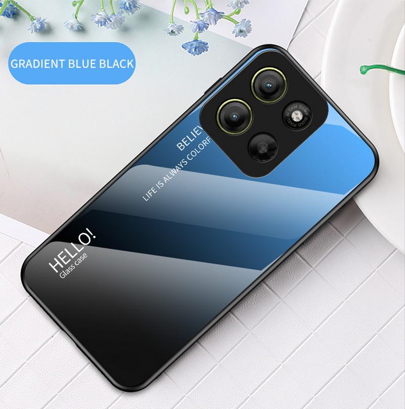 Защитный чехол из закаленного стекла с градиентом для Moto G15 G05 G85 G35 E15 G24 Edge 60 Fusion 60s 50 Neo 50 Pro 40 30 Ultra Глянцевая крышка