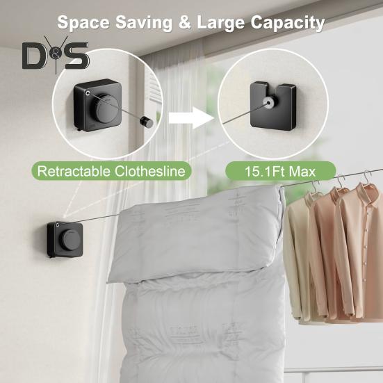 4.2M настенная выдвижная бельевая веревка регулируемая втягивающаяся прочная нержавеющая стальная проволока для сушки белья в помещении и на открытом воздухе