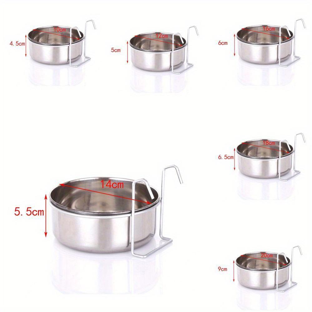1PC Cat Hanger Cage Cup Stainless Steel Pet Feeding Tools Stationary Dog Bowl Hanging Feeder Dish Travel Food Water Bowls
