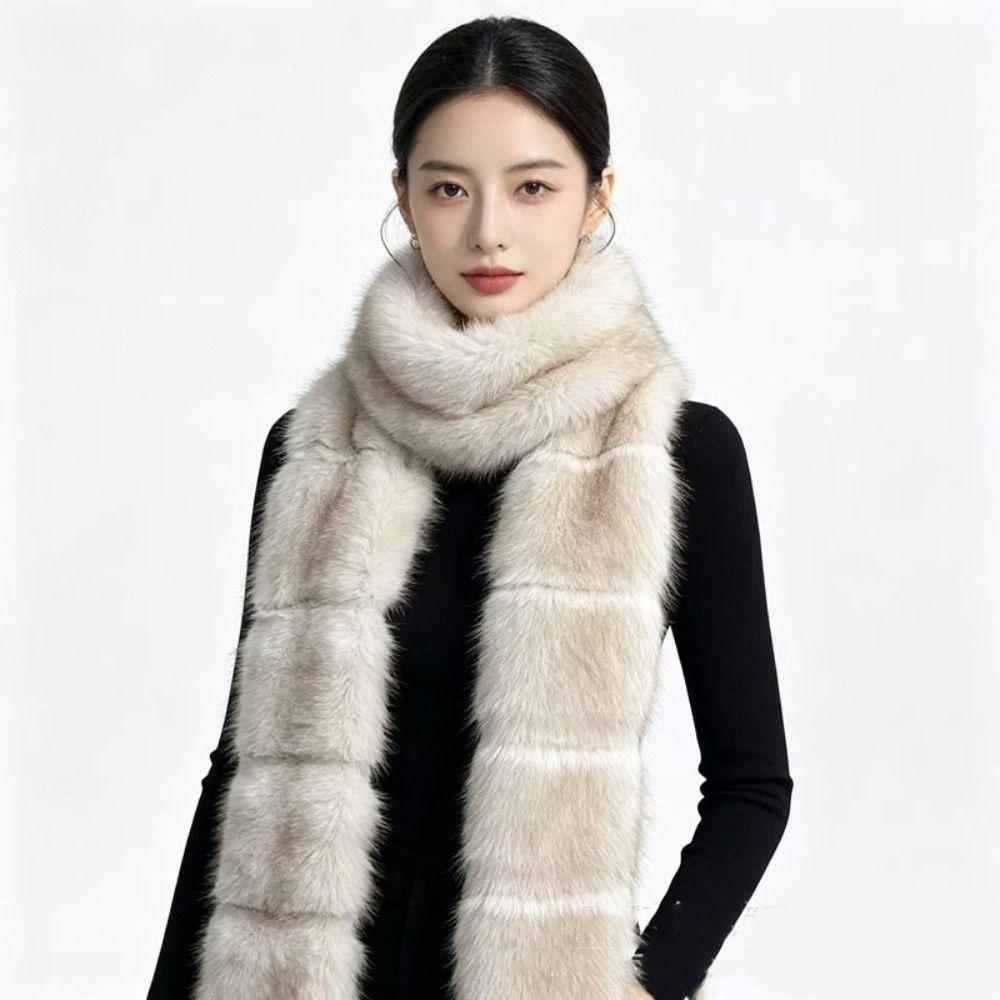 Thick Fluffy Scarf Warm Shawl Wrap Elegant Long Faux Fur Scarf Commuting