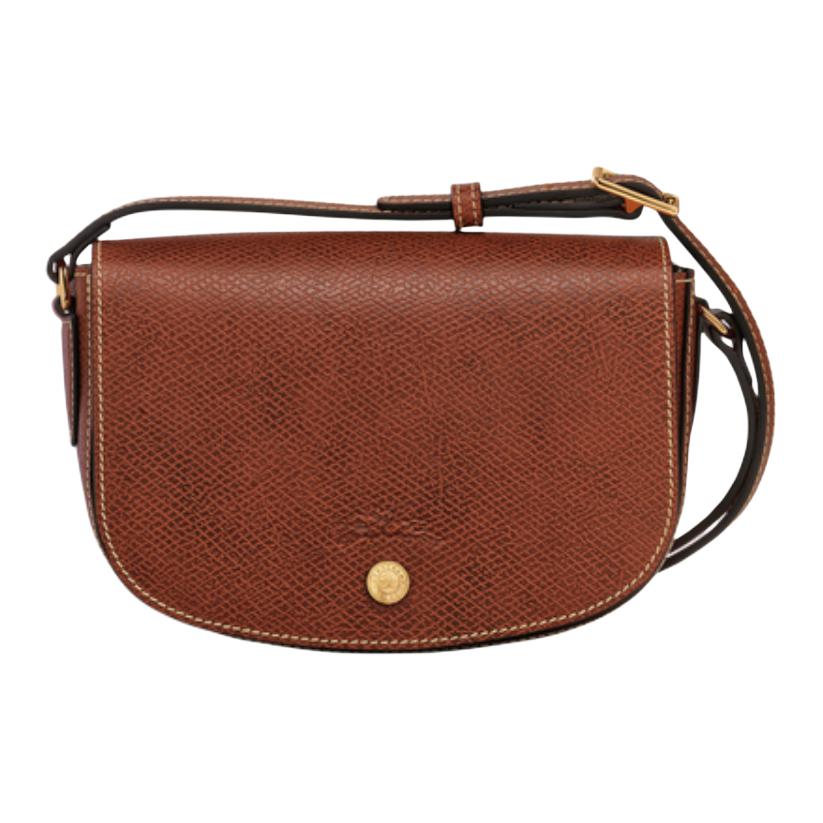 Longchamp Épure Сумка через плечо из кожи с застежкой-кнопкой и регулируемым плечевым ремнем Маленькая женская сумка через плечо Коричневая 10253HYZ035