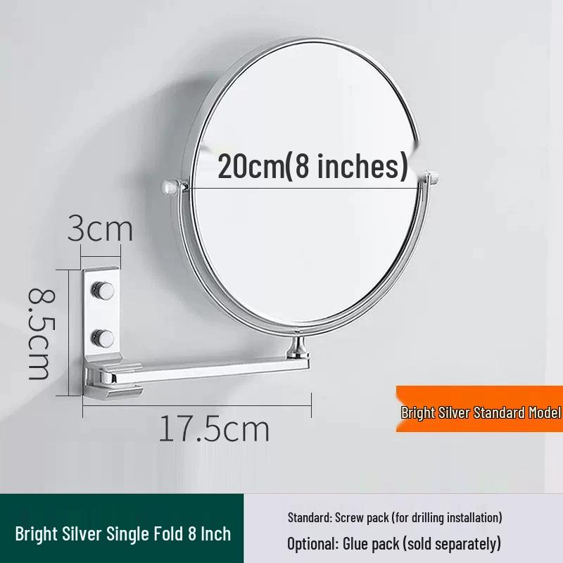 Wall-Mounted Rotating Double-Sided Vanity Mirror with Magnification