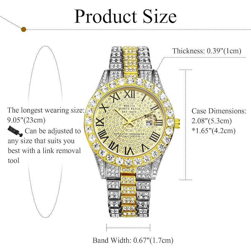 Часы мужские алмазные ромадзи аналоговые: календарь водонепроницаемые кварцевые часы простые Модные модные аксессуары - день рождения годовщина Рождество