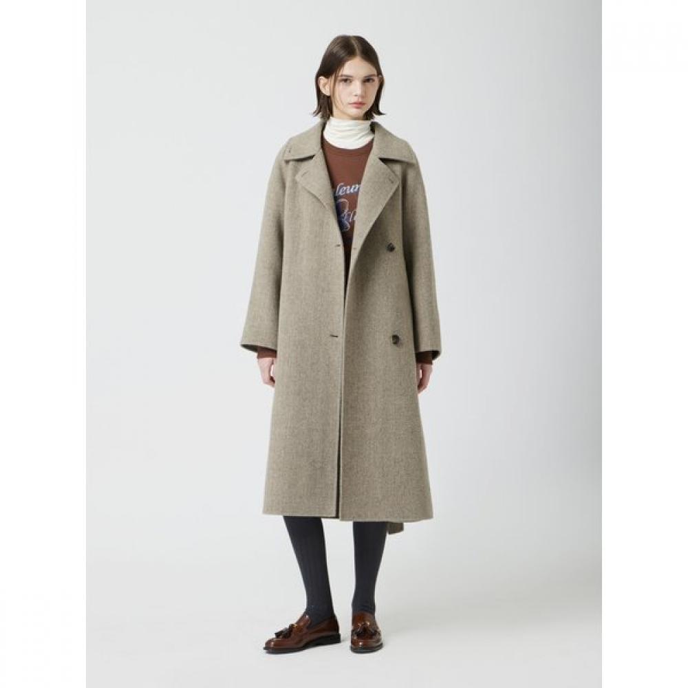 Cc Collect Herringbone Belted High Neck Long Coat C254msg534