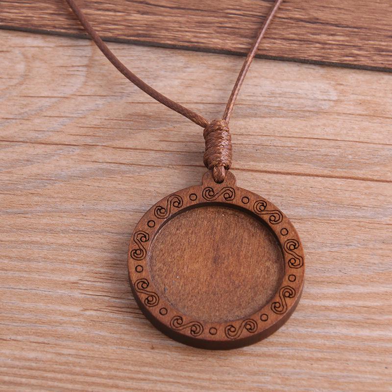 Ожерелье-кулон '13 стилей' DIY с полым 'Камнем времени' и кружевной деревянной основой