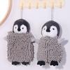 Penguin Doll Hand Towel Cartoon Penguin Hand Drying Towel Kids Absorbent Chenille Ball Towel with Hanging Loop for Kitchen Bathroom