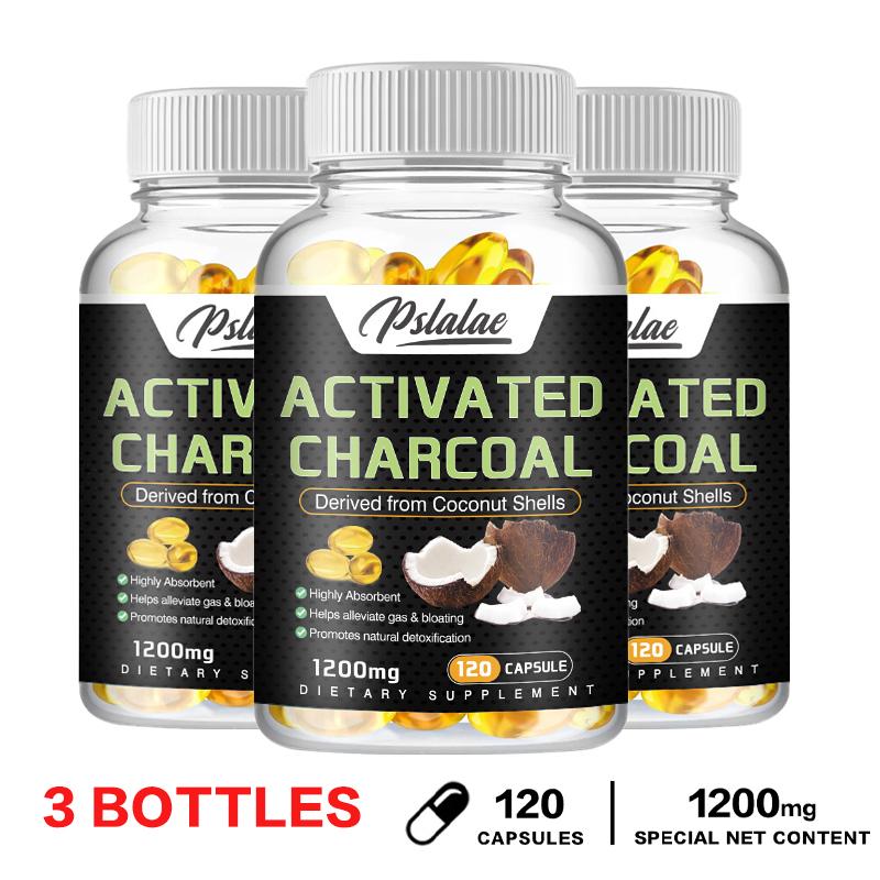 Pslalae - 1200 mg of activated charcoal derived from coconut shell - for digestive health