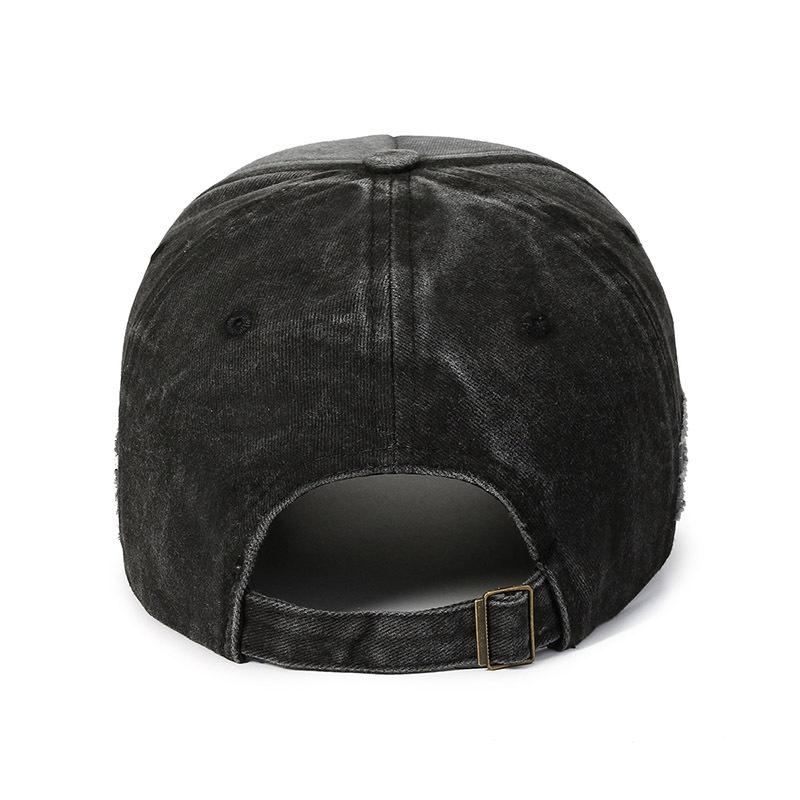 Washed broken edge cotton hat, men's and women's retro cap, curved brim hat, spelling baseball cap, bull's head hat.