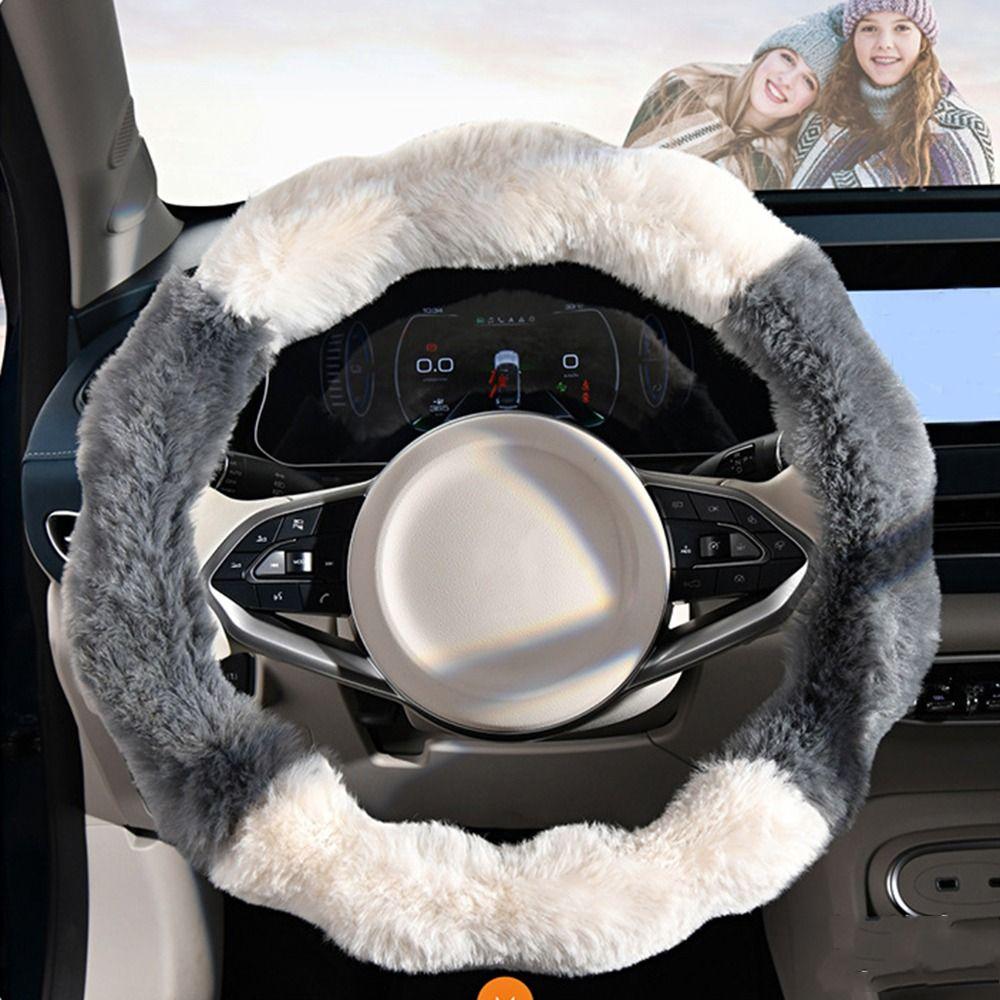 Plush Car Steering Wheel Cover Non-slip Winter Teering Wheel Cover Steer Wheel Protector  Travel