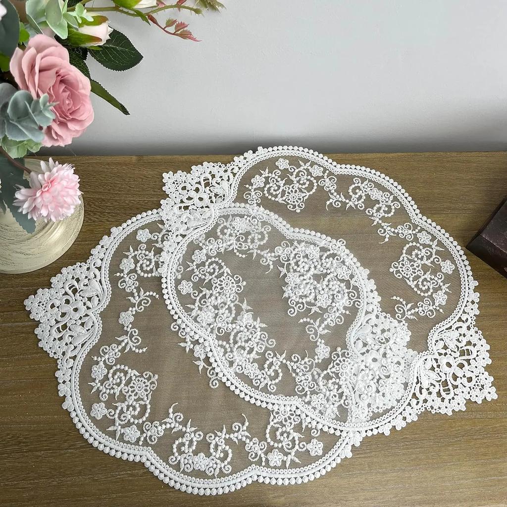 Retro Lace Placemats, French Crochet Doilies, Handmade Embroidered Table Mats Place Mats Cup Mat Placemats