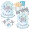 Снежинка тематика день рождения бумажные тарелки чашки баннер Холодное сердце Снежная королева мультфильм свадьба детский душ украшения принадлежности