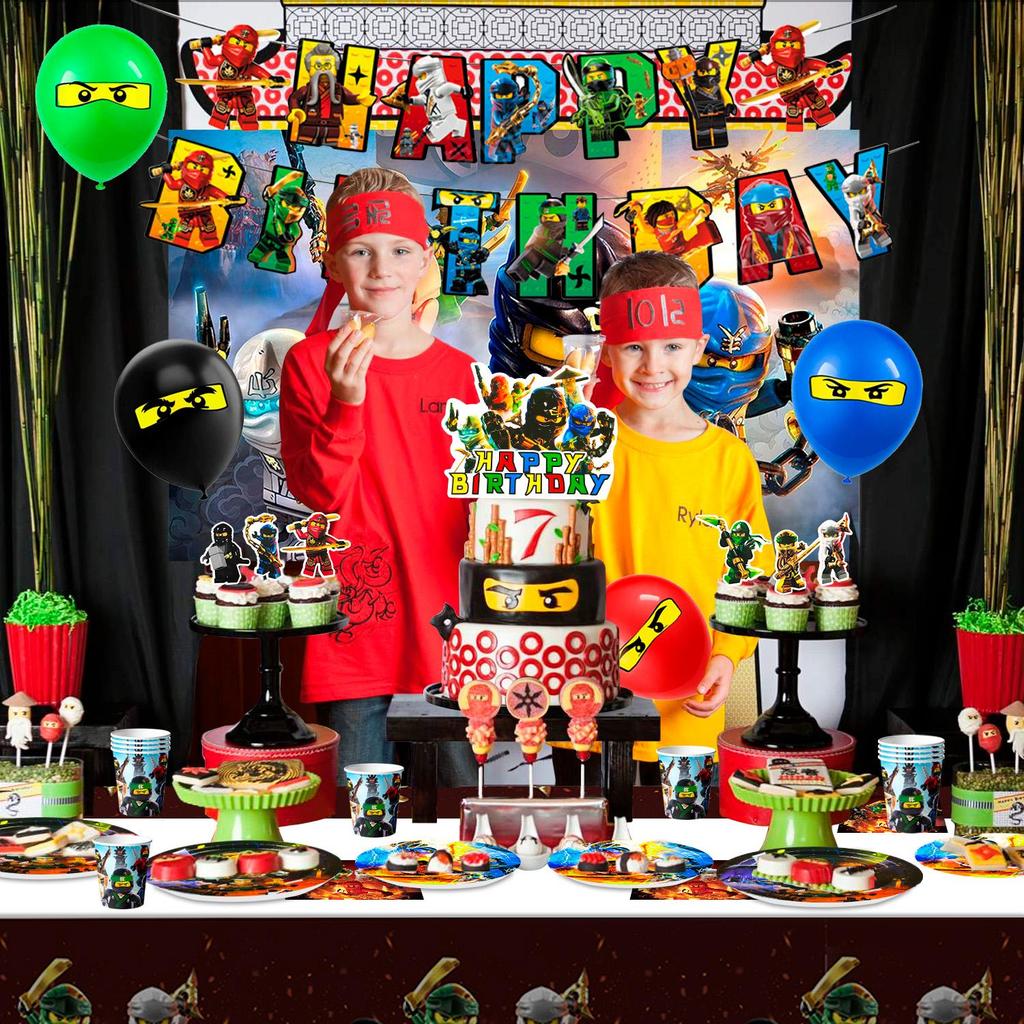 Набор разноцветных украшений для детской вечеринки в стиле ниндзя