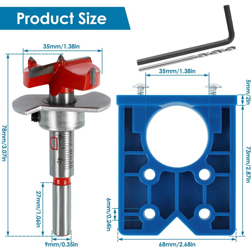 Скрытый 35-миллиметровый шаблон для сверления отверстий в форме чашки + сверло Форстнера, фреза по дереву, плотницкий столярный инструмент для самостоятельной работы