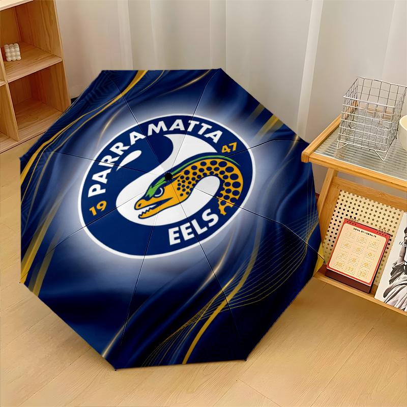Parramatta Eels Print Auto 8?Ribs Folding Umbrella Wind Resistant Lightweight Automatic Umbrella For Daily Travel