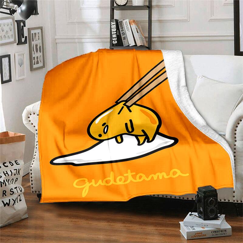 1pc Blanket Sanrio Gudetama Print Design, Lightweight Blanket for Sofa, Bed- Soft &Warm, Gift for All Seasons like Christmas, Halloween