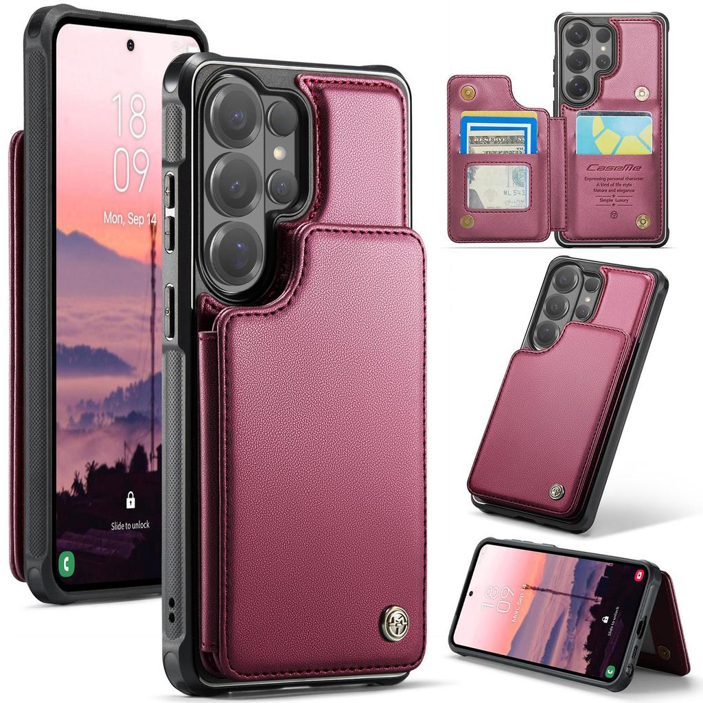 CaseMe Премиальный чехол из ПУ кожи для Samsung Galaxy S26+ S25 S24 S23 S22 S21 S20 Plus Ultra FE Кошелек-держатель для карт Защитная задняя крышка телефона Наклейки