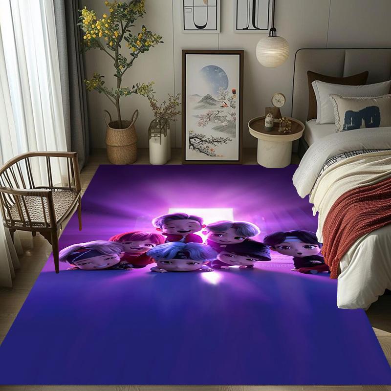 Colorful BT21 Characters Celebration carpet Living room and bedroom mats printing Office chair cushion Dormitory decoration Fashion
