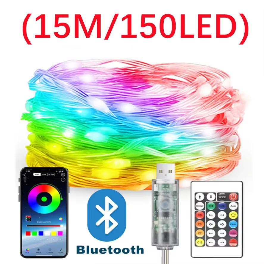Светодиодная гирлянда Bluetooth USB WS2812B Dreamcolor RGBIC DIY для вечеринки, фестиваля, украшения елки, свадебного декора, гирлянда-лампа
