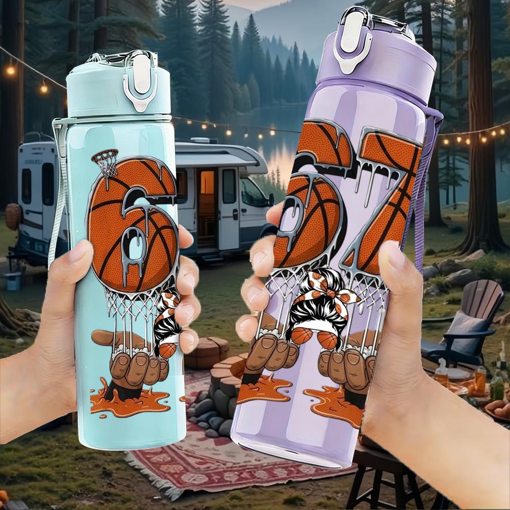 1PC Number 67 Basketball Jersey 750ml Color Plastic Sports Water Bottle Leakproof Flip Straw Lid Suitable for Sports Office Home Use