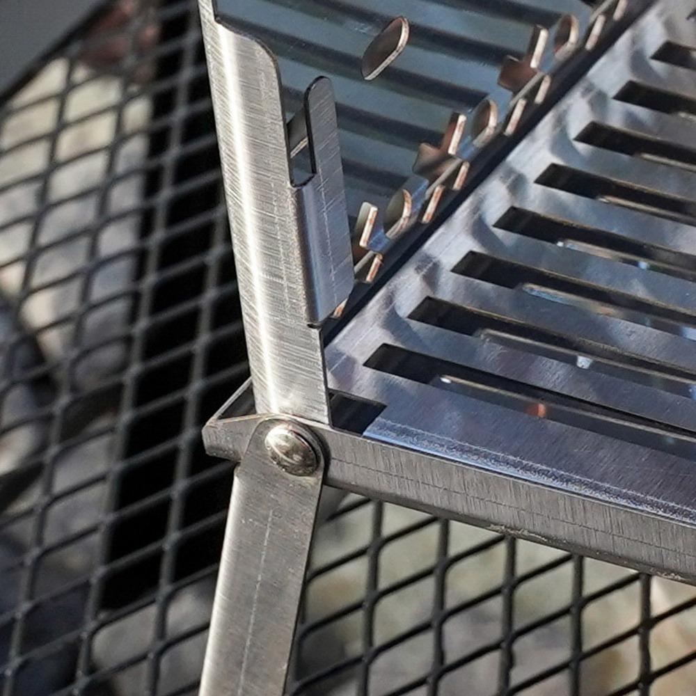 Silver Camping Stove Stainless Steel Folding Grill Wood Burning Stove Outdoor Cooking
