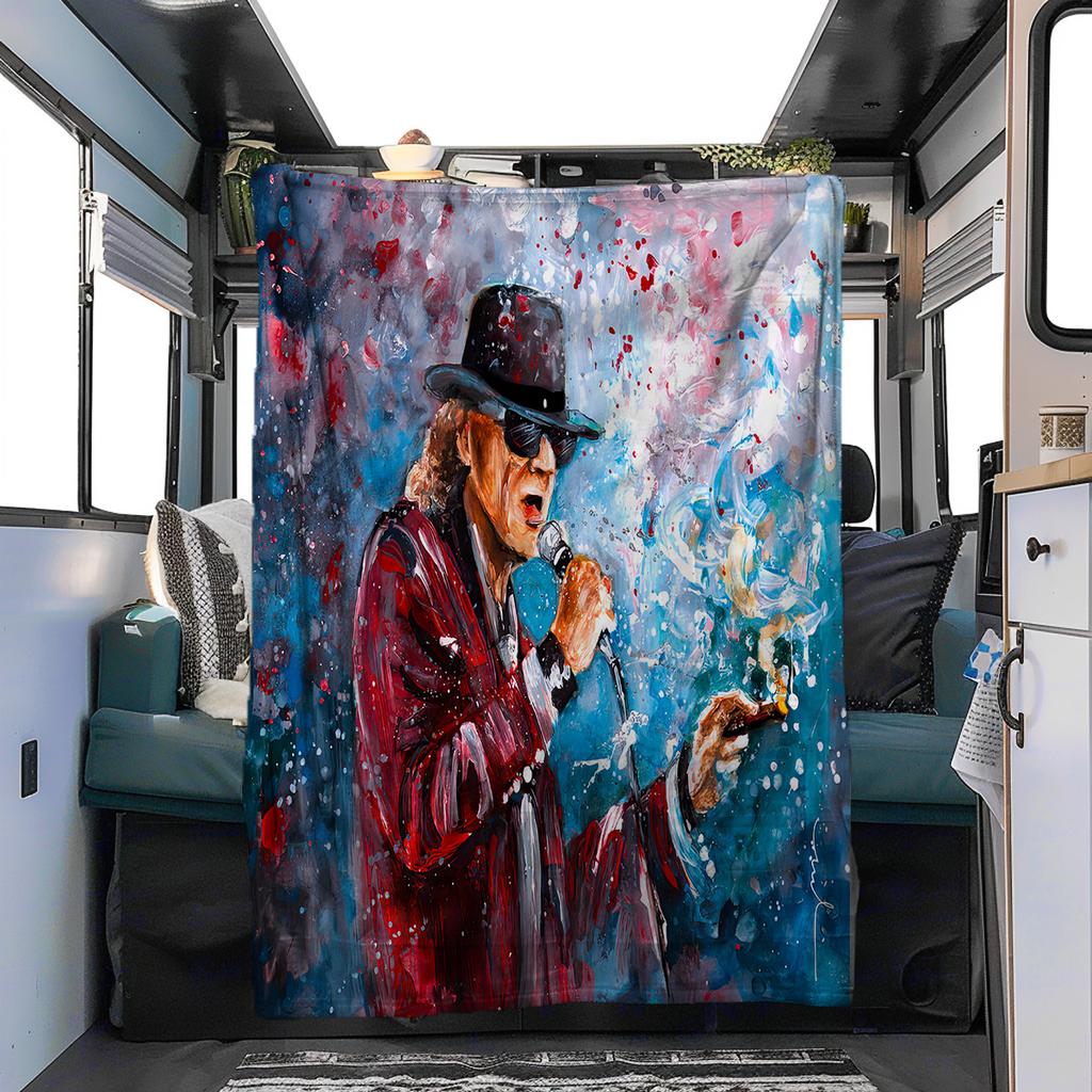 1pc Udo Lindenberg's oil portrait blanket, al season lightweigh Poster blanket home office outdoor nap multifunc Poster blanketional blanket