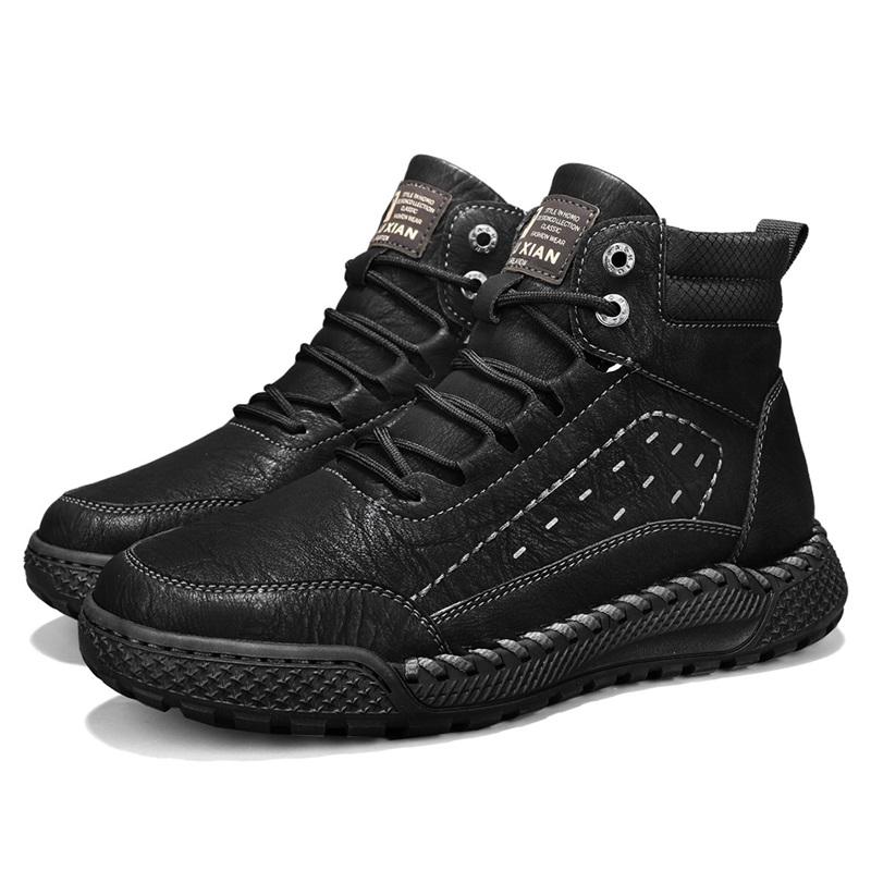 Men's Retro Leisure Shoes Autumn/ Winter Cow Split Leather Men Boots Comfortable Motorcycle Boots Winter Boots