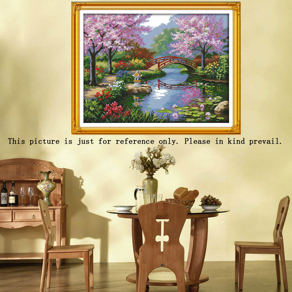 DIY Handmade Needlework Counted Cross Stitch Set Embroidery Kit 14CT Beautiful Scenery of Park Pattern Cross-Stitching 55* 43cm Home Decoration