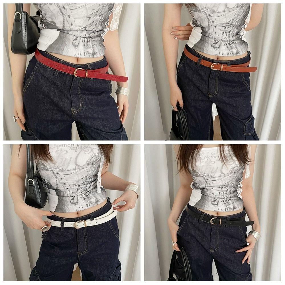 PU Leather Women's Belt Luxury Jeans Pants Belt Simple Y2k Waist Belt Spicy Girls