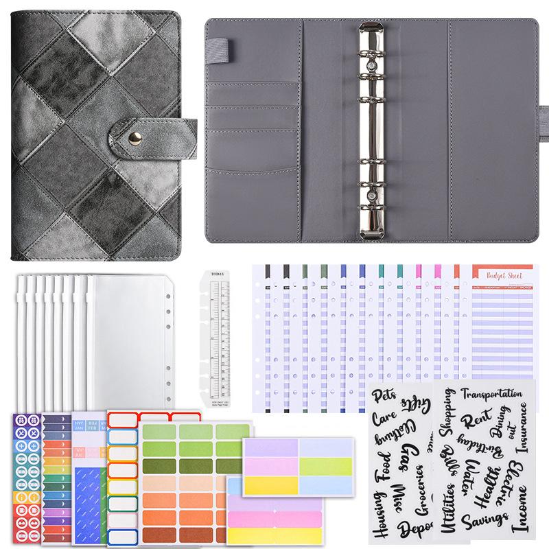 Grid Refillable Planner A6 Zipper Pouch Budget Ledger Cash Savings
