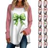 Женская повседневная футболка больших размеров с длинными рукавами и круглым вырезом с рождественским принтом, топ, пуловер