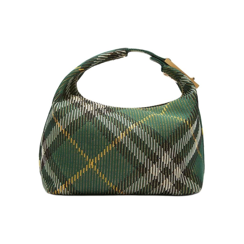 Burberry Peg Letter Logo Zipper Plaid Design Nylon Tote Bag Medium Women Tote Bag Ivy-Green 80820471