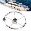 13.5in 5 Spoke Steering Wheel with Knob Stainless Steel Universal Marine Boat Accessories