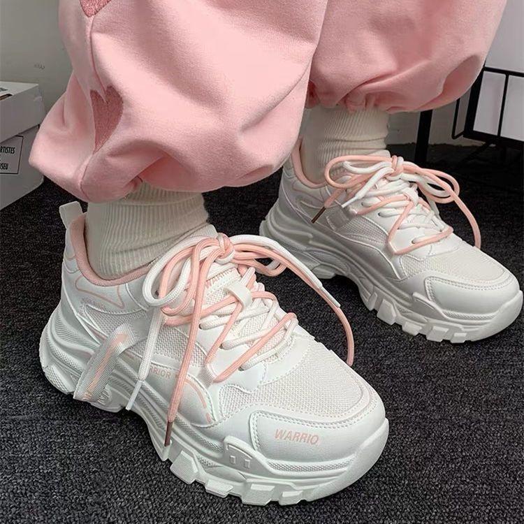 Soft Leather Mesh Dad Shoes Women's Shoes 2025 Spring and Summer New Leisure Sports Little White Shoes Popular Platform Ins Trendy Shoes