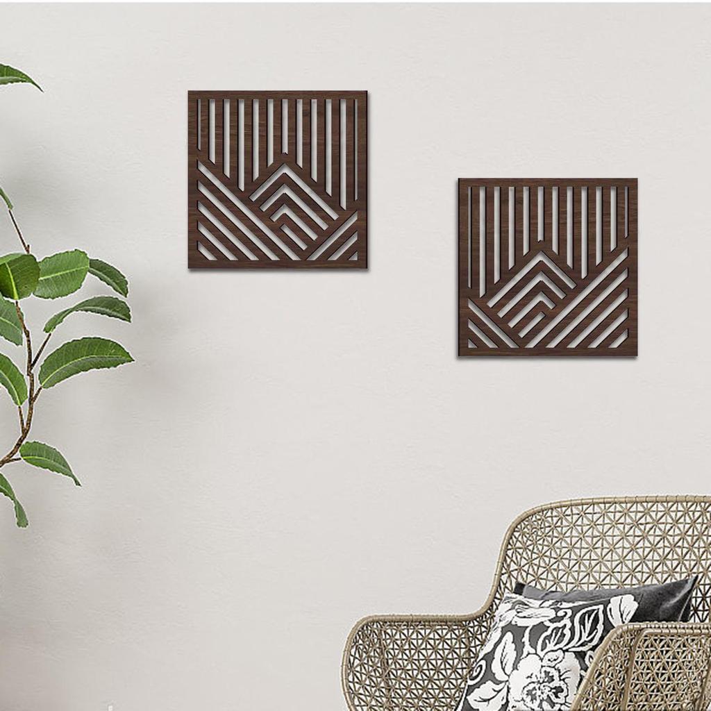 2 шт. Геометрические деревянные настенные художественные панели, минималистичные, 11,81''x11,81'' подвесные скульптуры для