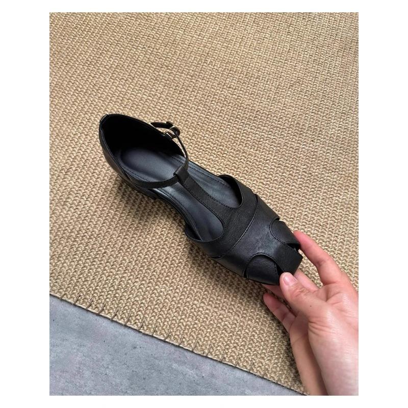 Модные женские дышащие туфли-лоферы на каблуке, женские летние туфли 2025 года, тренд, элегантные туфли-лодочки с мелким вырезом, из мягкой кожи, женские сандалии