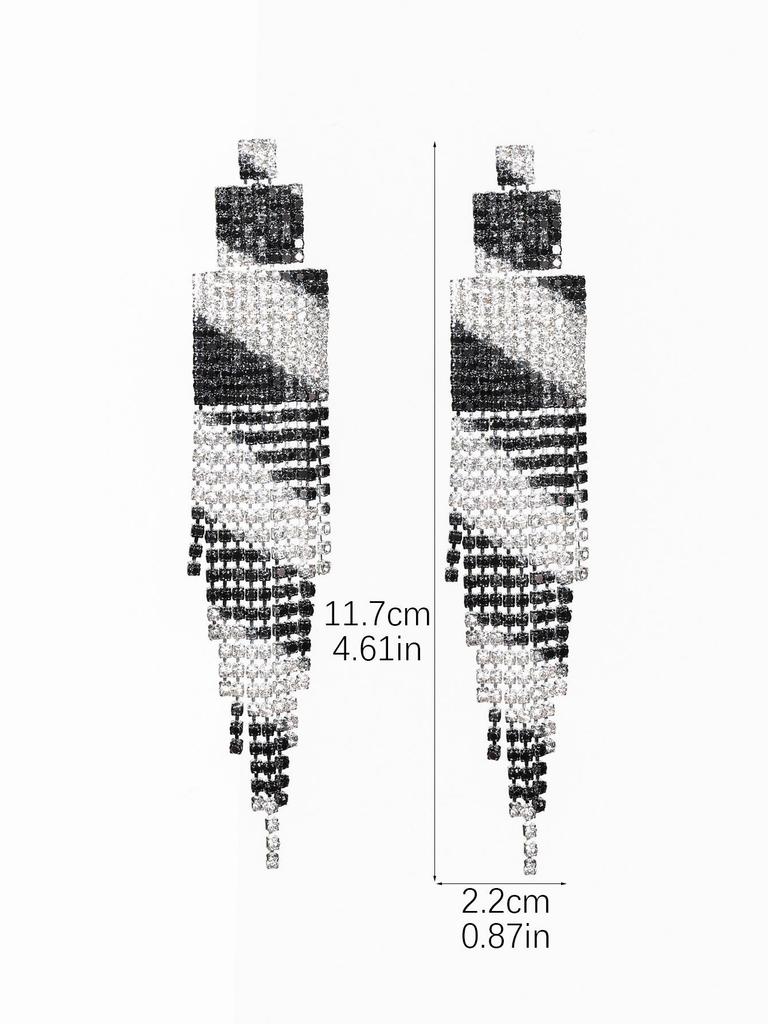 DINGKA Роскошные серьги-пусеты с длинной кисточкой из страз для женщин