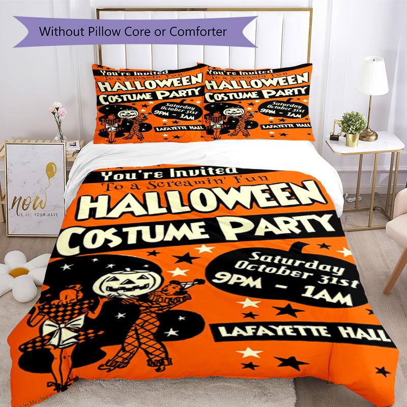 Halloween Bedding Set Breathable Duvet Cover with Pillowcases Decorative Bed Linen for Bedroom Home Decoration Birthday Gift