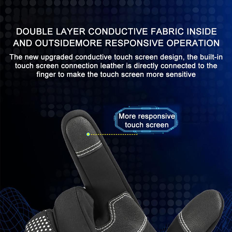 Gobygo Зимние ветрозащитные перчатки Водонепроницаемые Утепленные Велосипедные перчатки Теплые Противоскользящие Сенсорный экран На открытом воздухе Спорт Бег Мужчины Женщины