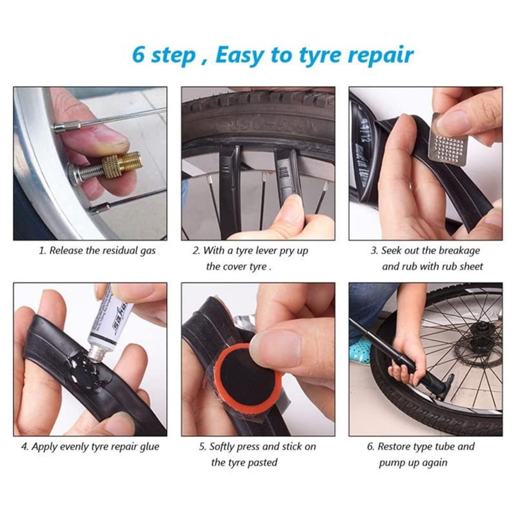 Комплект для ремонта велосипедных шин Водонепроницаемая велосипедная седельная сумка и мини-насос, а также многофункциональная тяга для велосипедных шин 7 в 1 и самоклеящийся лист