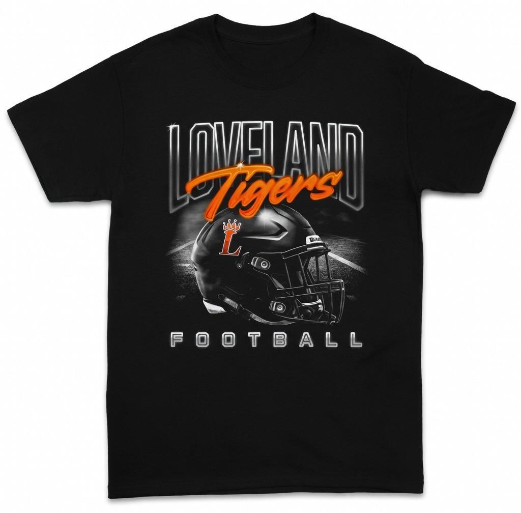 Football Helmet Tigers Graphic Tee Vintage Fan Double Sided Shirt