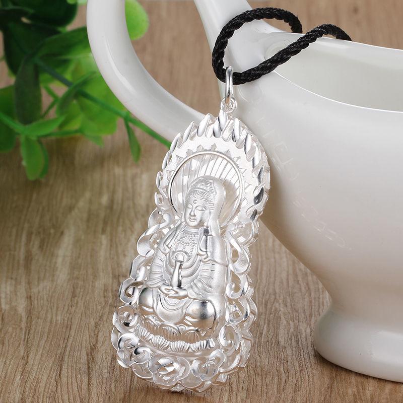 Flame Guanyin Bodhisattva Pendant Necklace for Male and Female Maitreya Buddha for Peace