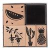 Assortment of Wooden Stamps - RICO DESIGN - Tropical Spring - 5 Stamps - Black Ink Pad - Adult