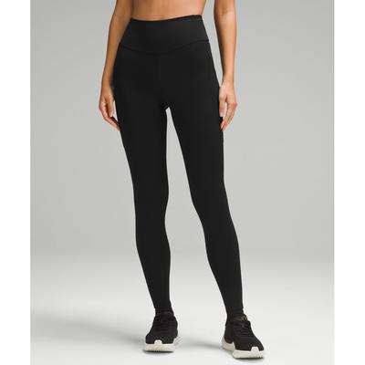 Lululemon Быстро и бесплатно Высокая талия обтягивающие 28 карманов обновленные черные