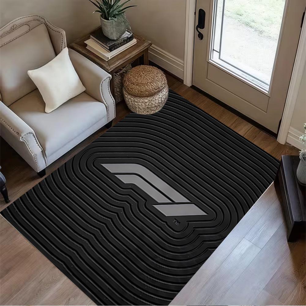 Bold White Logo Design Floor Mat Perfect for Foyer Living Rooms Outdoor Bedrooms Antislip Carpet Office home decor Spiritual Gift