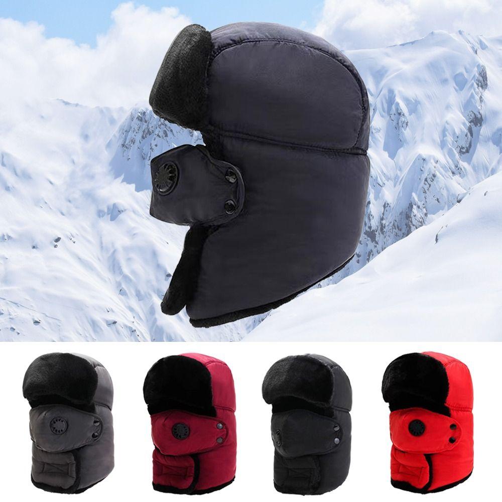 Thick Bomber Hat Warm Winter Hat Outdoors Beanie Russian Caps for Men Women