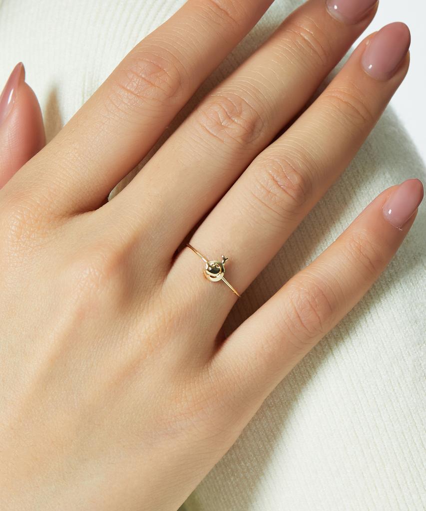 Helene Jewelry Кольцо с прыгающим дельфином 14K Кольцо с золотой нитью (Тип А)