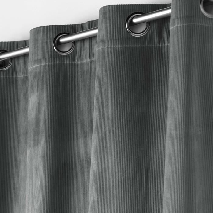Rideau a oeillets velours 140 x 260 cm Cottele anthracite