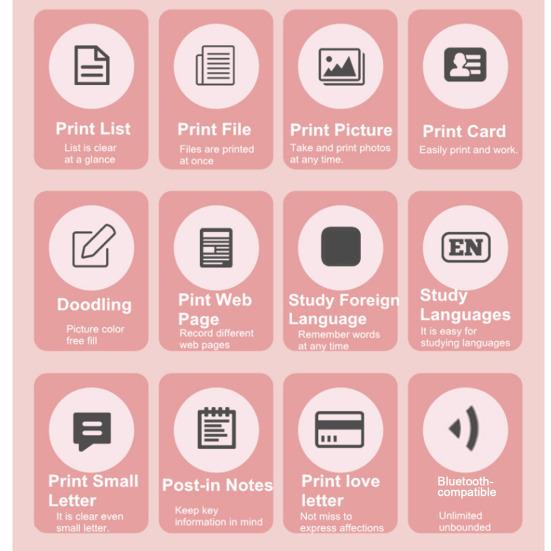 Портативный беспроводной принтер для путешествий, совместимый с Bluetooth, термопринтер без чернил для IOS